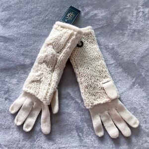BNWT - Ralph Lauren - Cream White Knit Women's Winter Gloves Mittens